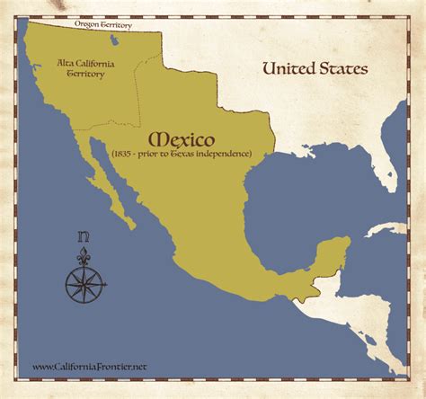 Land Lost By Mexico. The red line on this map shows how far north and east the boundary of Mexico stretched in 1821 when it won its independence from Spain. Between 1836 and 1853, Mexico lost the land that now makes up all or part of ten present-day U.S. states (green areas.) Map by National Geographic Society. Credits. User …. Map of mexico before mexican american war